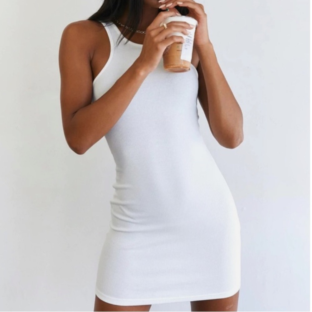 Princess Polly- Victoria Mini Bodycon Racerback Dress White- size 2- brand new